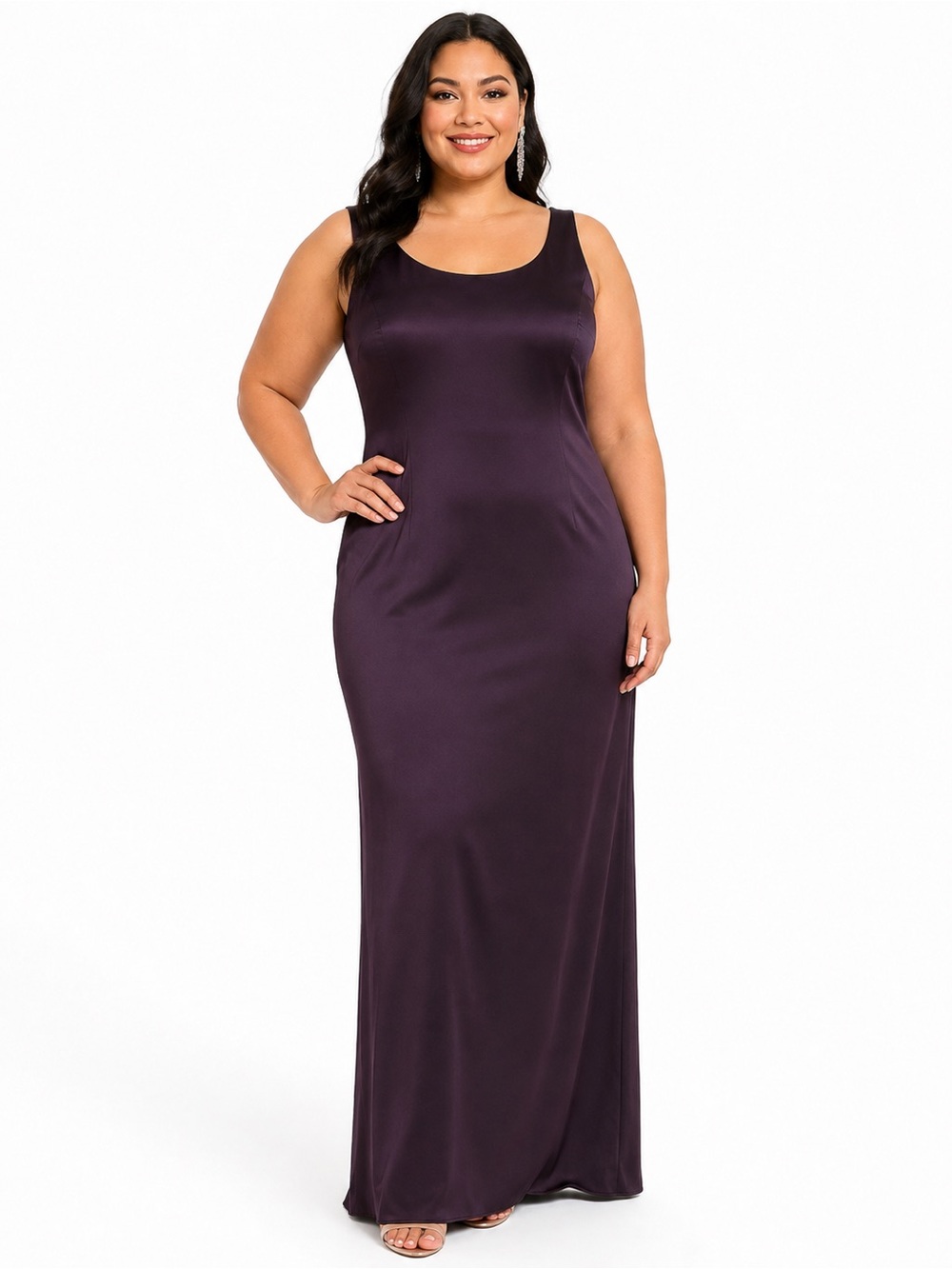 Jovani Size 16 100% Silk Eggplant Purple Formal Evening Gown Maxi Dress